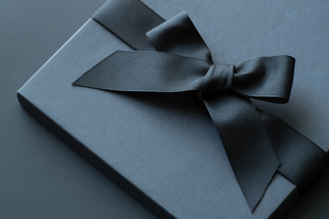Navy Blue Packaging Box with Navy Blue Ribbon