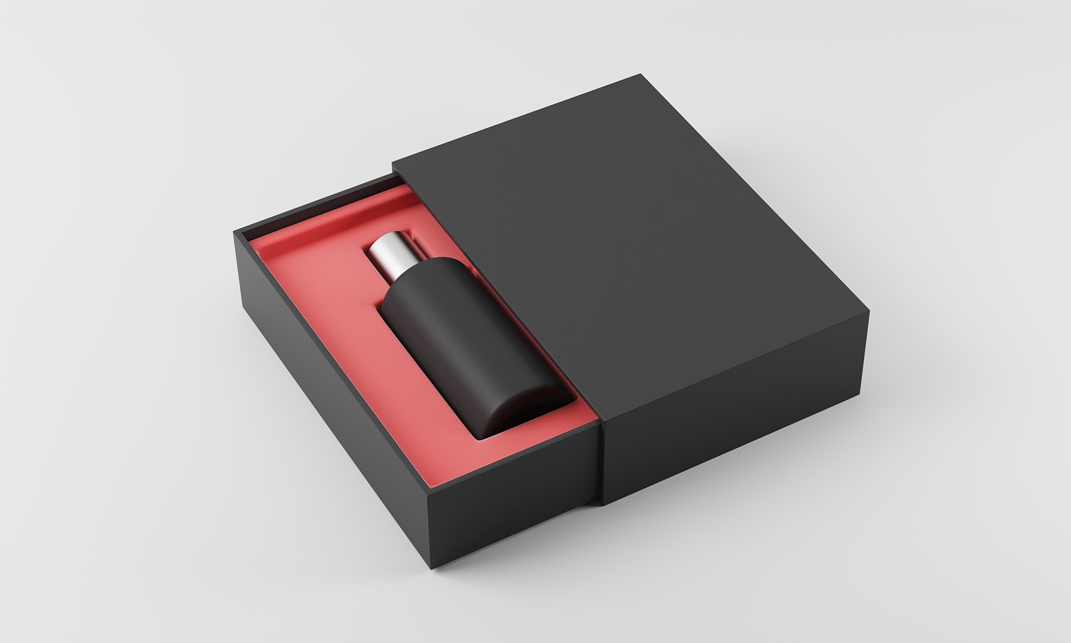 Black Eco-friendly Box Packaging with Refillable Bottle Inside